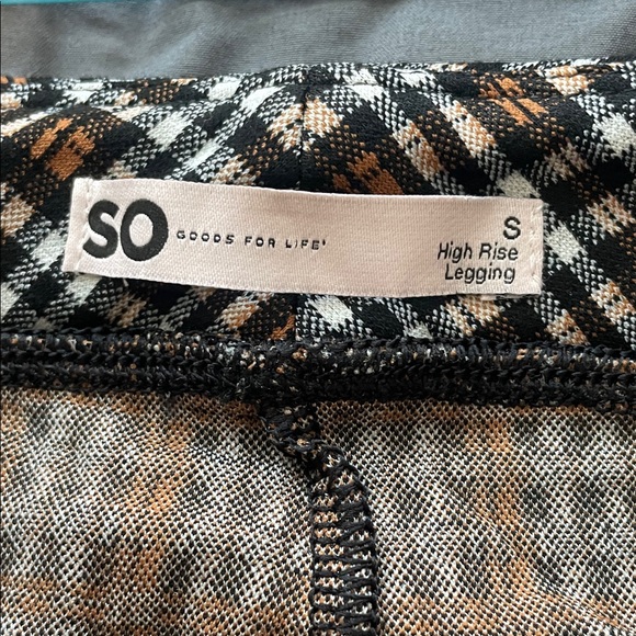 SO Woman’s Plaid Legging Pants High-Rise Skinny. Brown, Black White, Stretchy - Picture 5 of 8